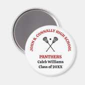 Rotes Lacrosse-Team der High School personalisiert Magnet (Vorderseite/Rückseite)