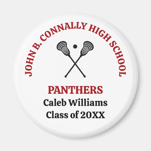 Rotes Lacrosse-Team der High School personalisiert Magnet (Vorne)