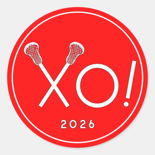 Rotes Lacrosse-Team Runder Aufkleber (Vorderseite)