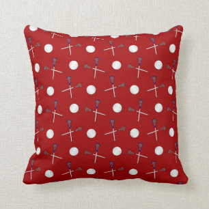 Rotes Lacrossemuster Kissen