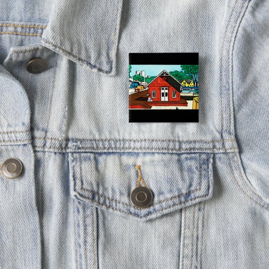 Rotes Lagerhaus auf der Eisenbahn Button (Beispiel)