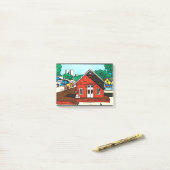 Rotes Lagerhaus auf der Eisenbahn Post-it Klebezettel (Auf Schreibtisch)