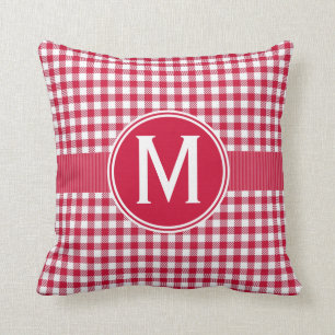 Rotes Land-Gingham-Tischdecke-Muster Kissen