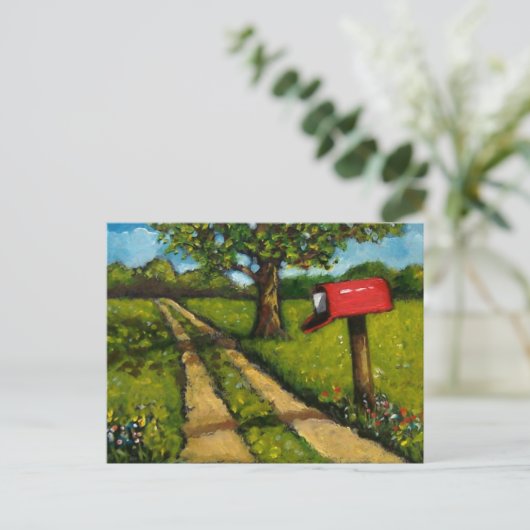 Rotes Land Mailbox: Ölgemälde Postkarte (Stehend Vorderseite)