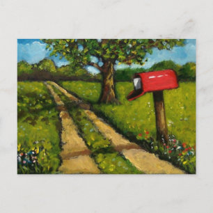 Rotes Land Mailbox: Ölgemälde Postkarte