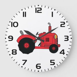 Rotes landwirtschaftliches Traktorfahrzeug Große Wanduhr