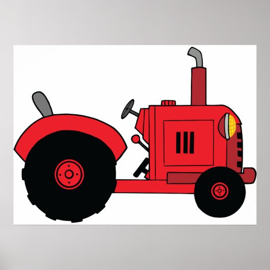 Rotes landwirtschaftliches Traktorfahrzeug Poster (Vorne)
