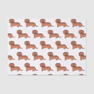 Rotes langhaariges Dachshund süßes Cartoon-Hund-Mu Seidenpapier