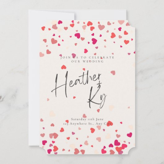 Rotes Laserschneiden Papier Herz mit Initialen im Einladung (Rückseite)