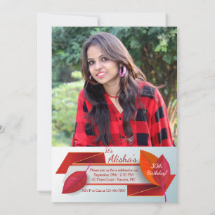 Rotes Leaf Banner Foto Einladung