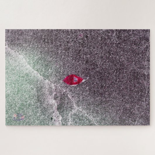 Rotes Leaf mit gesprenkeltem Sand Puzzle (Horizontal)