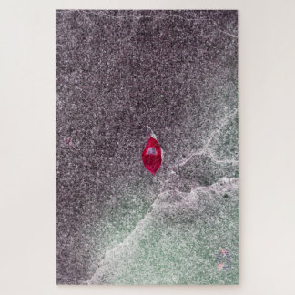 Rotes Leaf mit gesprenkeltem Sand Puzzle