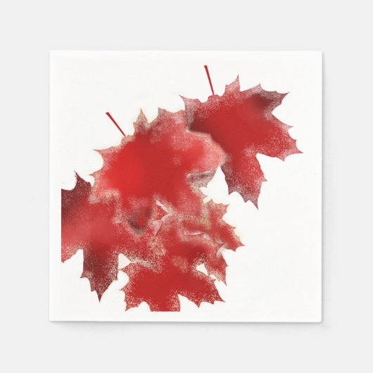 Rotes Leaf mit Schneepapier Napkins Serviette (Vorderseite)
