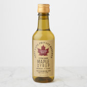 Rotes Leaf-Rot-Ahornsirup-Logo auf Gold Weinetikett (Vorderseite)