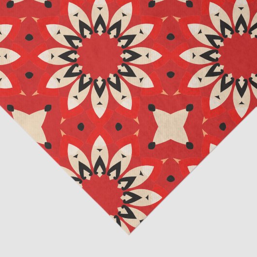 rotes, lebendiges, ethnisch geometrisches Mosaikmu Seidenpapier (Ausschnitt)