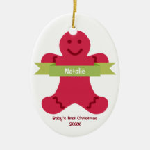 Rotes Lebkuchen Kind Grüne Banner Name Baby zuerst