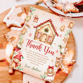Rotes Lebkuchenhäuschen-Geburtstagsfeier Dankeskarte