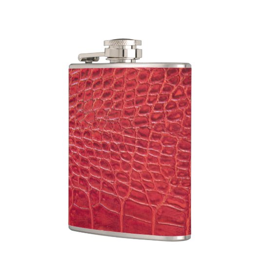 Rotes Leder des Imitats Alligator Flachmann (Links)