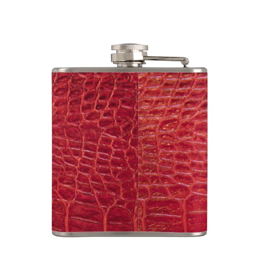 Rotes Leder des Imitats Alligator Flachmann (Rückseite)