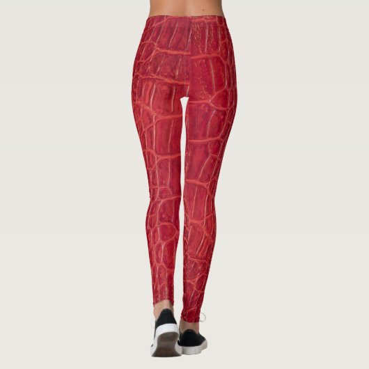 Rotes Leder des Imitats Alligator Leggings (Rückseite)