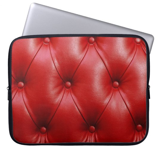 Rotes Leder: Eleganz der Stilelemente. Laptopschutzhülle (Vorderseite)