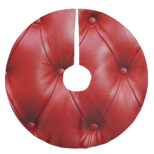 Rotes Leder: Eleganz der Stilelemente. Polyester Weihnachtsbaumdecke (Vorderseite)