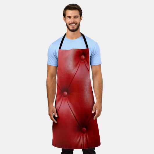 Rotes Leder: Eleganz der Stilelemente. Schürze (Getragen)