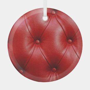 Rotes Leder: Eleganz des Polstermusters. Ornament Aus Glas