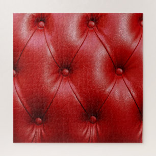 Rotes Leder: Eleganz des Polstermusters. Puzzle