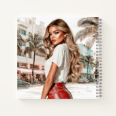 Rotes Leder Glam Girl Spiral Notizbuch (Rückseite)