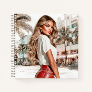 Rotes Leder Glam Girl Spiral Notizbuch