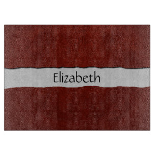Rotes Leder, Lederhintergrund, Ihr Name Schneidebrett