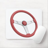Rotes Leder-Lenkrad eines Oldtimers Mousepad (Mit Mouse)