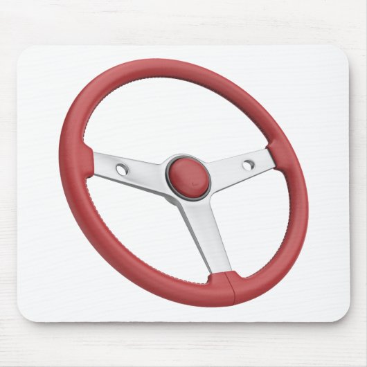 Rotes Leder-Lenkrad eines Oldtimers Mousepad (Vorne)