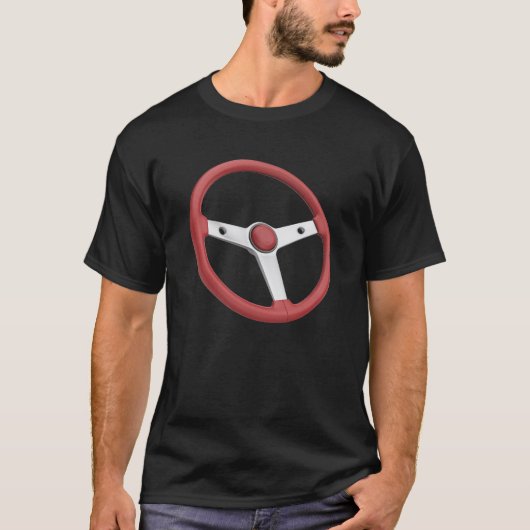Rotes Leder-Lenkrad eines Oldtimers T-Shirt (Vorderseite)