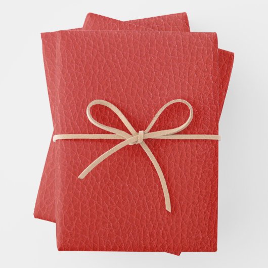 Rotes Leder Textur Kissen Geschenkpapier Set (Beispiel)