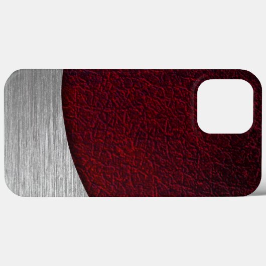 Rotes Leder und gebürstetes Stahl Case-Mate iPhone Hülle (Rückseite (Horizontal))
