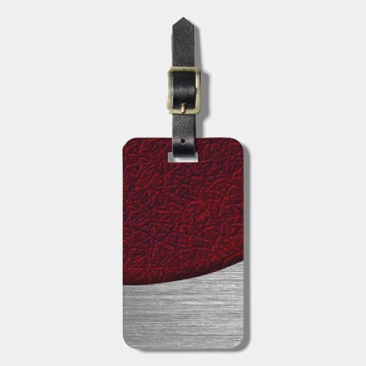 Rotes Leder und gebürstetes Stahl Gepäckanhänger (Vorderseite vertikal)