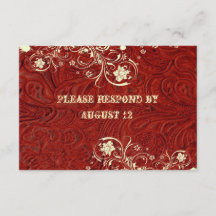 Rotes Leder und Spitze RSVP mit Umschlägen