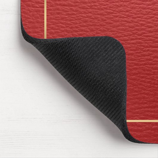 Rotes Ledergewebe mit Goldrahmen Mousepad (Ecke)