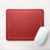 Rotes Ledergewebe mit Goldrahmen Mousepad (Mit Mouse)
