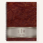 Rotes Lederlook-Monogramm-Rezept Notizblock (Vorderseite)