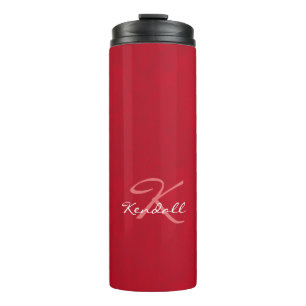 Rotes ledernes Monogramm Thermosbecher