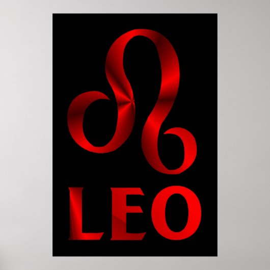 Rotes Leo Horoskop-Symbol Poster (Vorne)