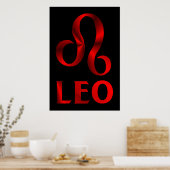 Rotes Leo Horoskop-Symbol Poster (Küche)