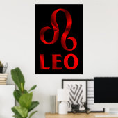 Rotes Leo Horoskop-Symbol Poster (Heimbüro)