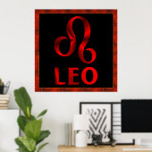 Rotes Leo Horoskop-Symbol Poster (Heimbüro)