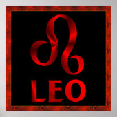 Rotes Leo Horoskop-Symbol Poster (Vorne)