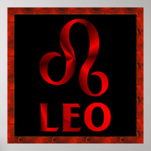 Rotes Leo Horoskop-Symbol Poster