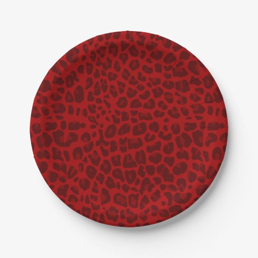 Rotes Leoparddruckmuster Pappteller (Vorderseite)